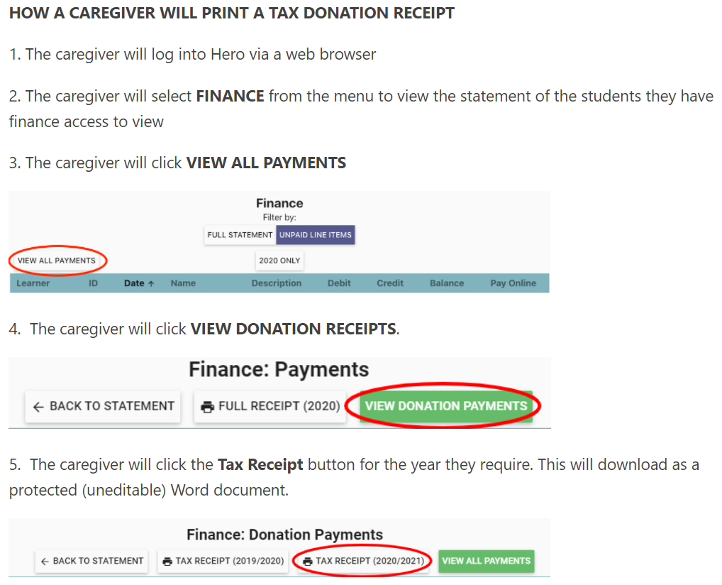 Hero Donation Receipts